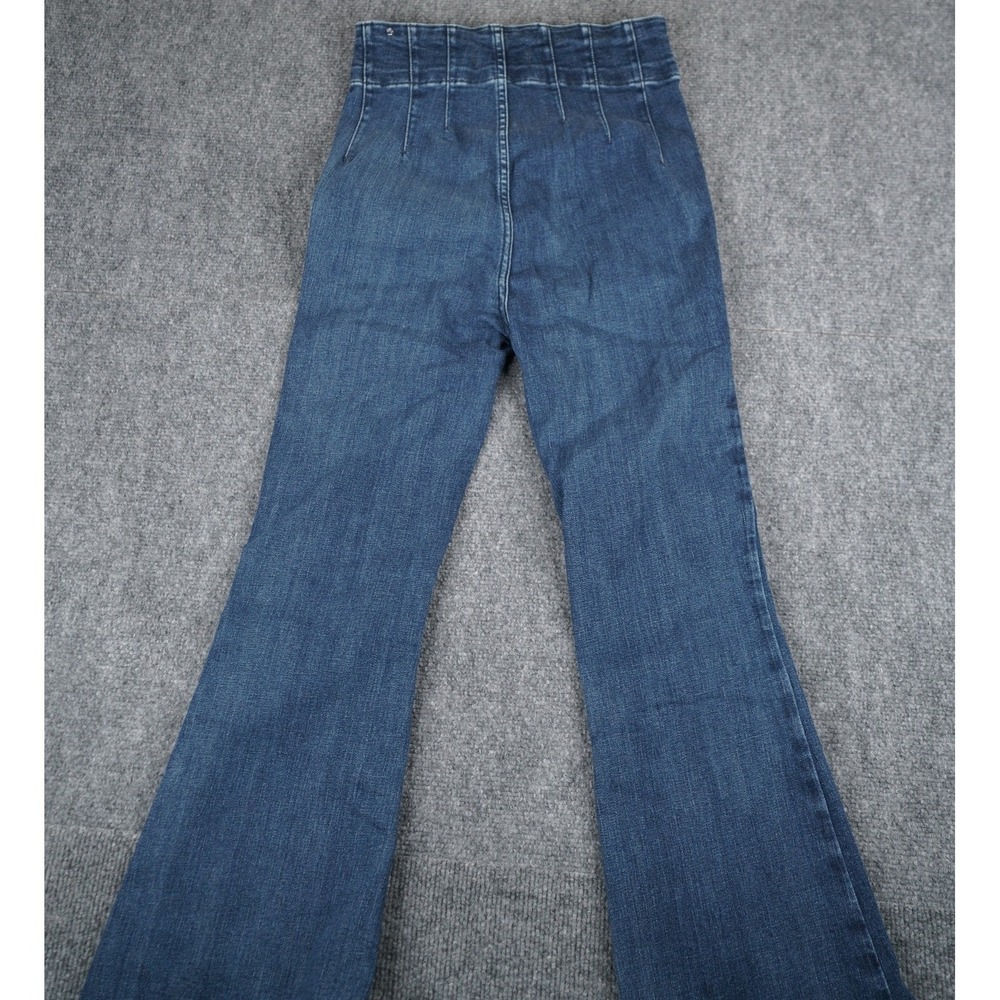 We The Free Flare Jean Women 27 Blue High Rise Corset Waist Bell Bottom OB817651